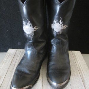 Harley Davidson Cowboy Style Black Leather Boots - Size 8 (Men’s)